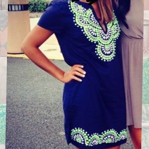 Beaded navy dress